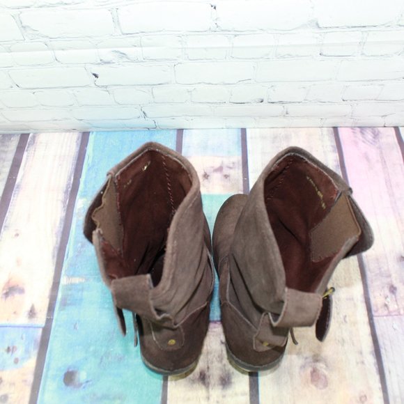 Dolce Vita Brown Suede Buckles Mid Calf Cuban Heel Boots Size 8.5 - Picture 6 of 9